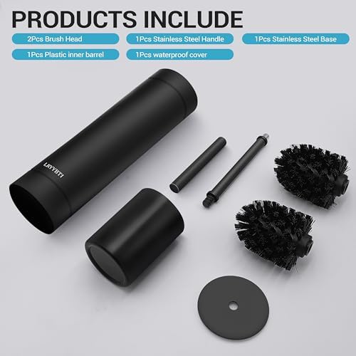 304 Stainless Steel Toilet Brush with Holder and 2 Bristle Heads 1