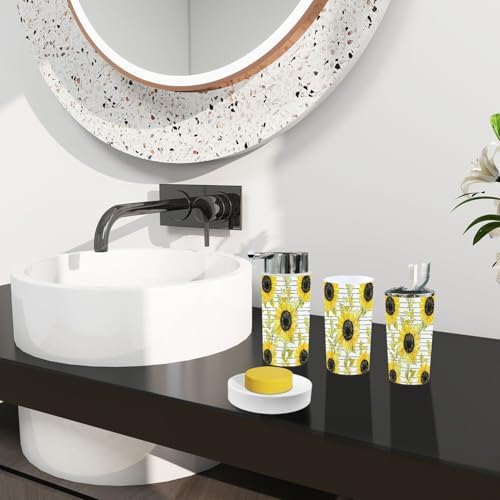 Boho Sunflowers Bathroom Accessory Set 6 Piece