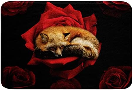 HSTDUNYE Red Rose Bath Rug 16x24 Plush Non-Slip 1