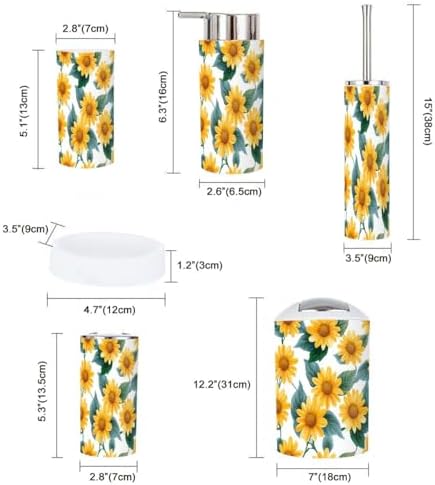 Boho Sunflower Bathroom Accessories Set 6 Piece