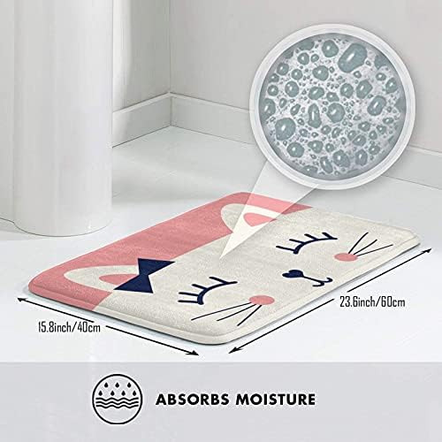 Cute Cat Bath Mat with Funny Design and Non-Slip Backing