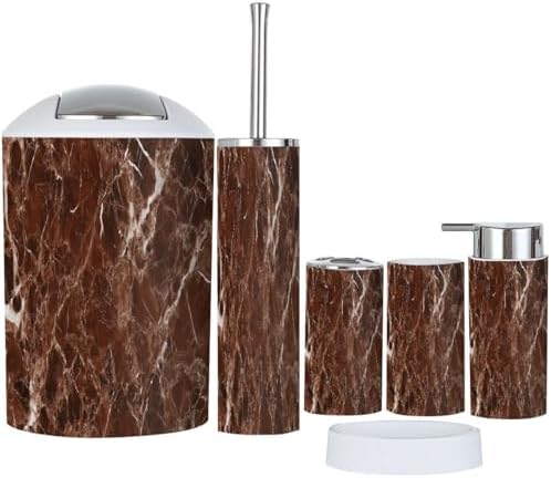 Boho Brown Bathroom Accessory Set 6 Piece