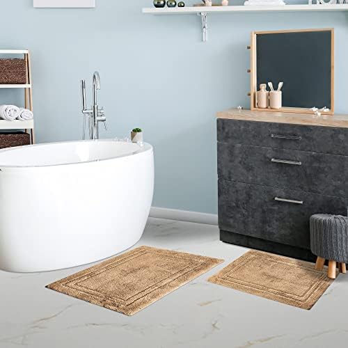 Superior Non-Slip Bath Rug Set 2 Piece Latte