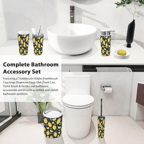 TRANQDEHOM 6-Piece Boho Tropical Bathroom Accessory Set