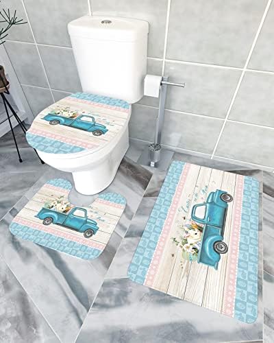 YESOF66 3 Piece Bathroom Rug Set with Non-Slip Base