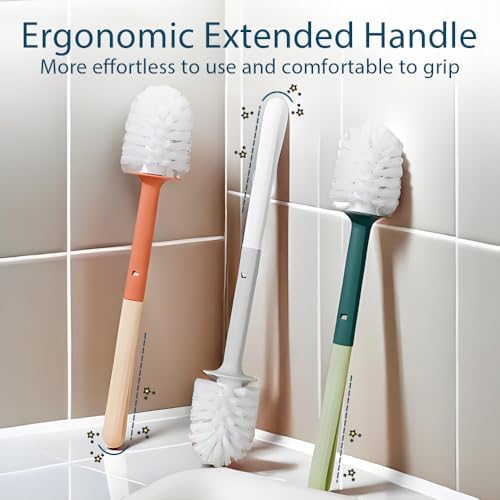 Zopkrts Long Handle Toilet Brush with Holder Set - Durable Easy to Clean Modern Bathroom Accessory
