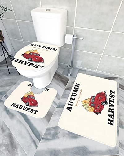YESOF66 3 Piece Bath Rug Set with Non-Slip Backing and U Shaped Toilet Cover