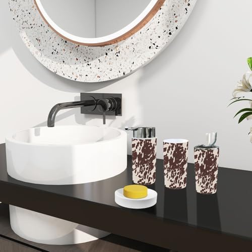 Boho Cow Horse Print Bathroom Accessory Set 6 Piece
