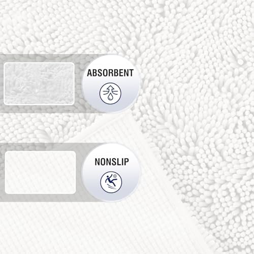 TECHMILLY 32 x 20 Chenille Bath Rug - Soft Non Slip Absorbent