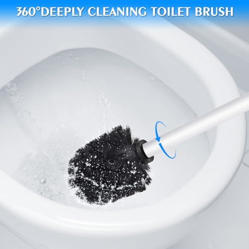 QL Toilet Brush and Holder Stainless Steel Toilet Brush with Quick Drying Design White