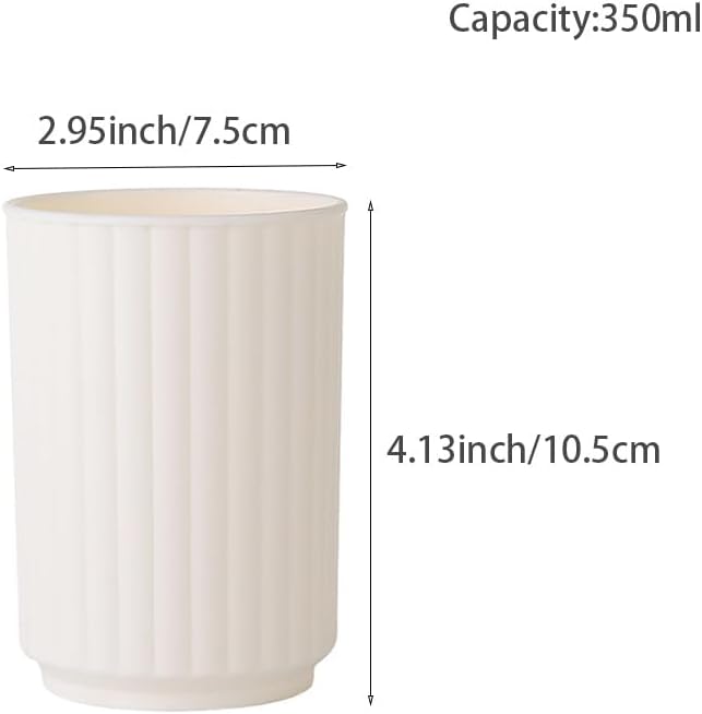 Wide Striped Toothbrush Cup 2Pcs - Reusable Bathroom Cup White Green
