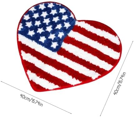 Patriotic Heart Bath Rug 4th of July Stars Stripes Non-Slip Doormat for Home