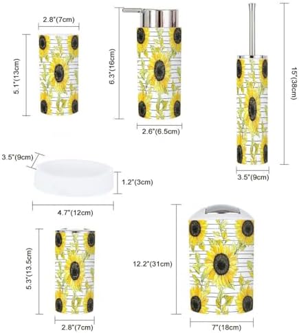 Boho Sunflowers Bathroom Accessory Set 6 Piece