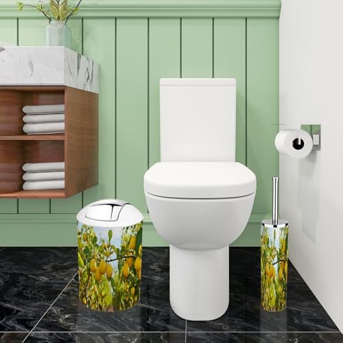 Boho Yellow Lemons Bathroom Accessory Set 6 Piece 1