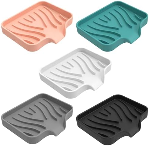 Kitchen Sink Soap Sponges Tray Self Draining Silicone Soap Holder