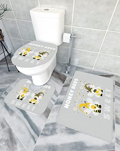 YESOF66 3 Piece Bathroom Rug Set with Non-Slip Mat