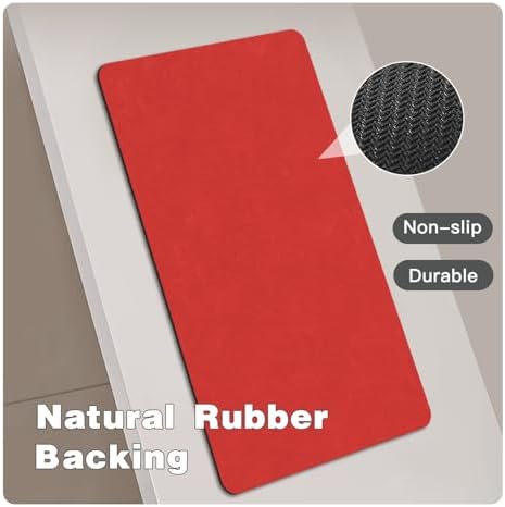 TYUU Christmas Bath Mat Red Non-Slip 12x12 Inches