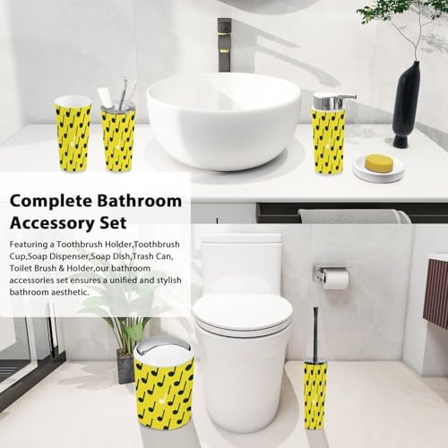 Boho Bathroom Accessory Set 6 Piece Black White