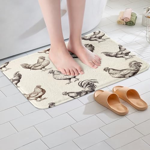 Feelyou 3D Printed Chicken Rooster Bath Mat 16x24 Inch