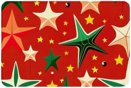 Cioroper Christmas Red Green Stars Bath Rug 16x24inch Non-Slip