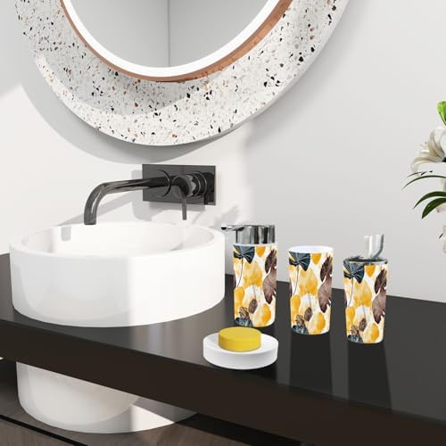 Boho Ginkgo Biloba Bathroom Accessory Set 6 Piece