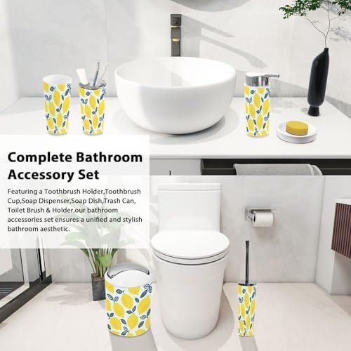 Boho Fresh Lemons Bathroom Accessory Set 6 Piece