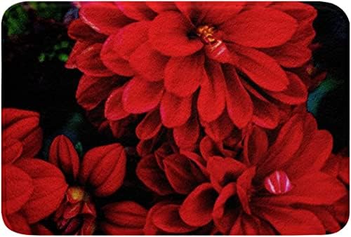 Red Dahlia Velvet Door Mat 16x24 Black