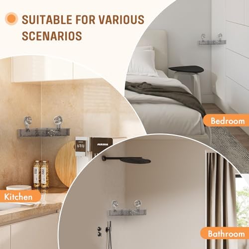 MEIGESI Acrylic Corner Shower Caddy No-Drill Wall Mounted Gray Silver 1 Pack