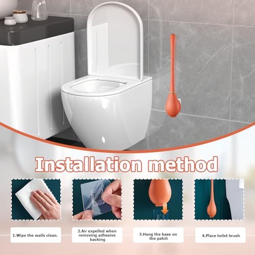 Modern Flexible Silicone Toilet Brush and Holder Set Orange