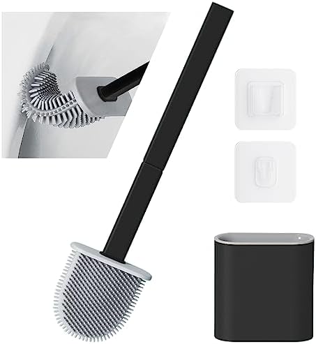 Toilet Brush and Holder Set with Anti-drip Base and No-Slip Handle