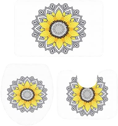 YESOF66 3 Piece Bathroom Rug Set Non-Slip Mandala Design