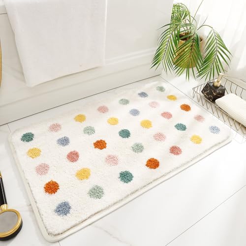 Ankah Black White Checked Bath Rug Non-Slip Thick Shaggy Super Absorbent