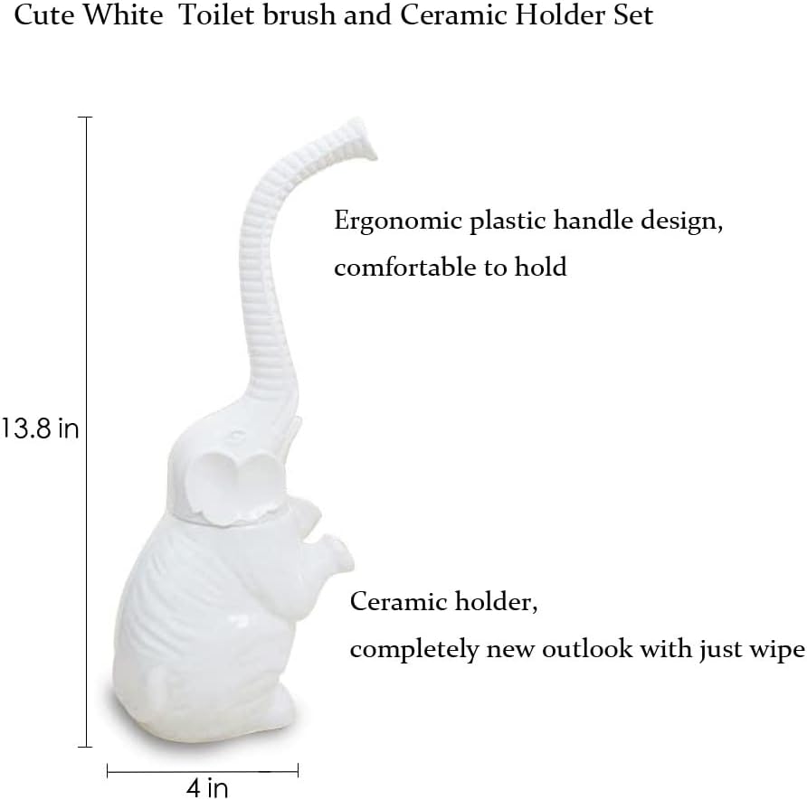 AORTULL Toilet Brush Set with Ceramic Holder and Elephant Design