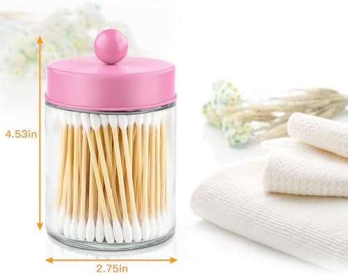 Goramio 2 Pack Pink Glass Apothecary Jars with Lids