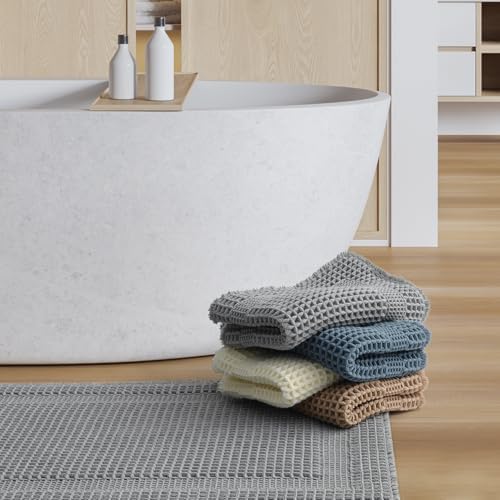 AMOAMI Waffle Bath Mat Non Slip Grey 18x30 1