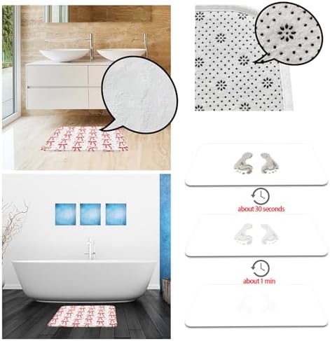 Cute Bow Bath Mat Red Polka Dot Modern Design