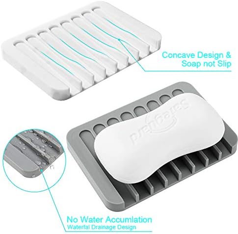 2PCS Soap Dish Holder Non-Slip Silicone Shower Drain