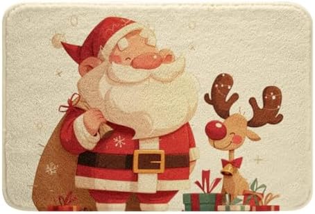 Feelyou Merry Christmas Bath Mat 16x24 Santa Claus Rug for Kids
