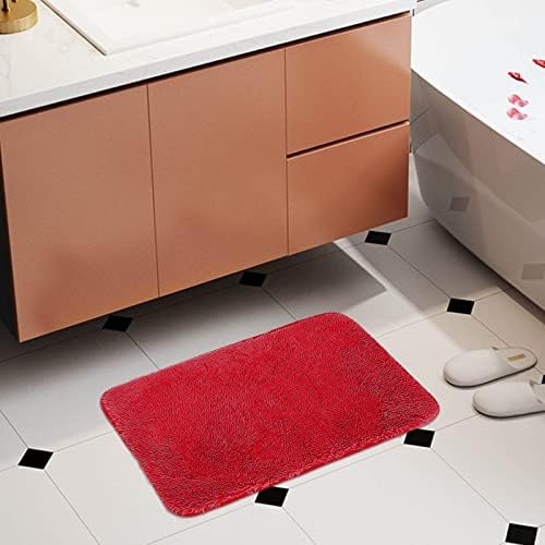 Scceatti Plush Bath Mat 24x16In Non-Slip Red Bathroom Rug