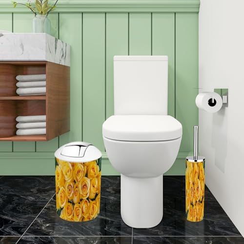 Boho Yellow Roses Bathroom Accessories Set 6 Piece