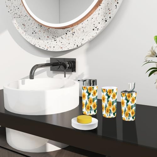 Boho Sunflower Bathroom Accessories Set 6 Piece