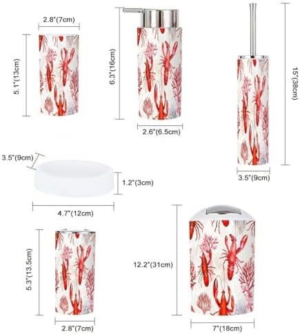 Boho Tropical Trash Can and Bathroom Accessories Set