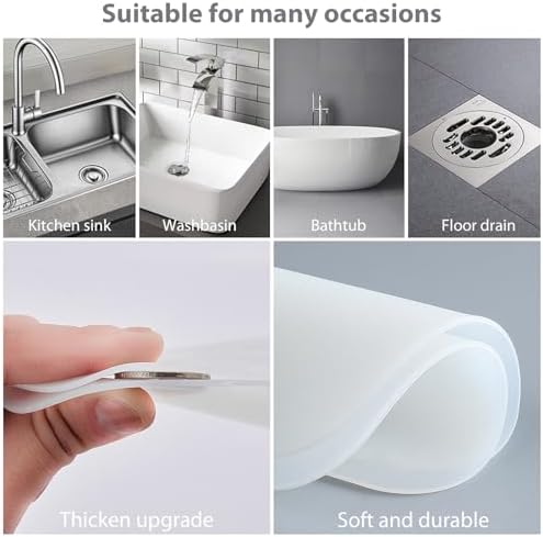 OKeanu Silicone Floor Drain Anti-Odor Mat 2 Pack White