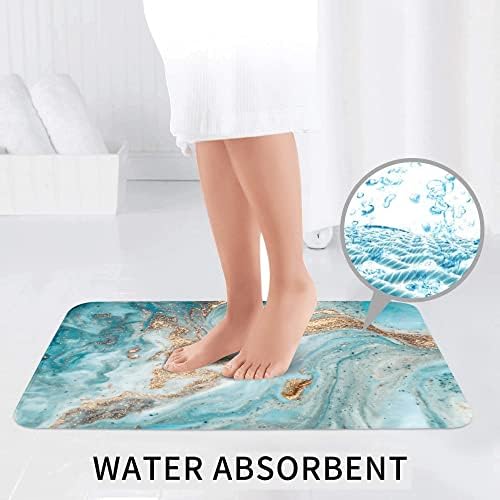 Luxury Turquoise Marble 3 Piece Bath Mat Set