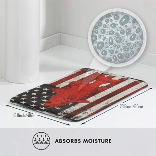 BoomDragon Non-Slip Bath Rug with Vintage American Flag Design