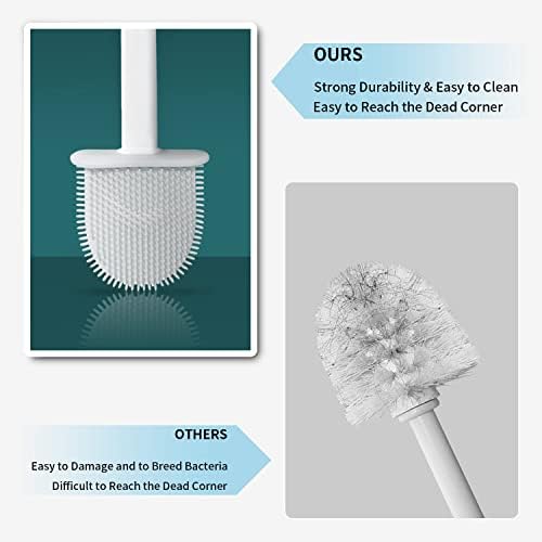 Silicone Toilet Brush Scrubber with Holder - Grey