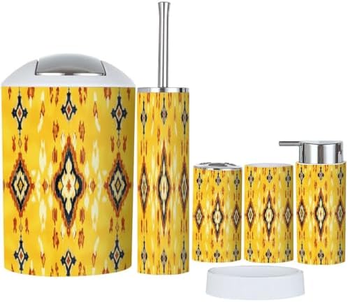 Boho Style 6 Piece Bathroom Accessories Set