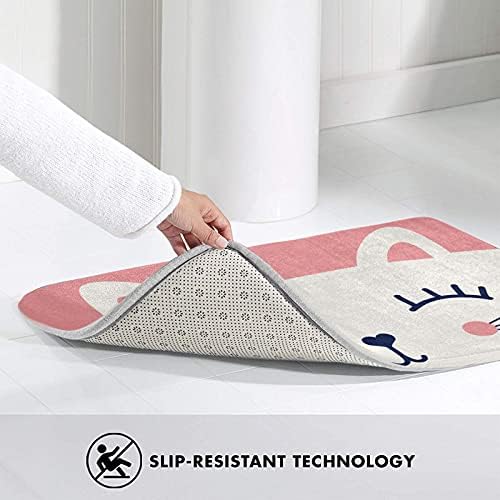 Cute Cat Bath Mat with Funny Design and Non-Slip Backing