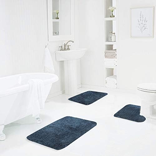 Walensee Bath Rug Set - 2 Piece Shaggy Navy Mats