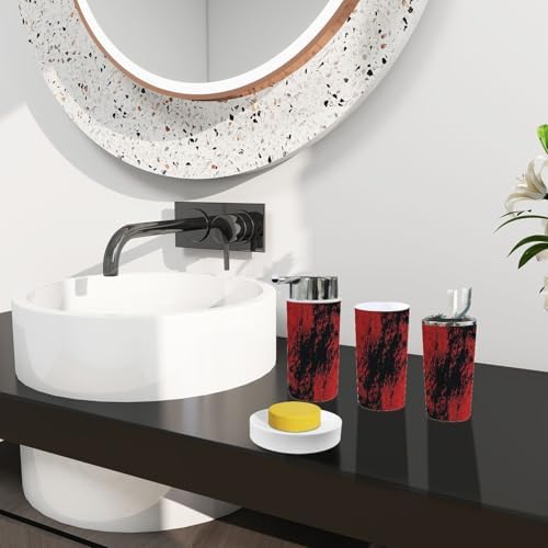 TRANQDEHOM 6-Piece Bathroom Accessory Set with Marble Texture